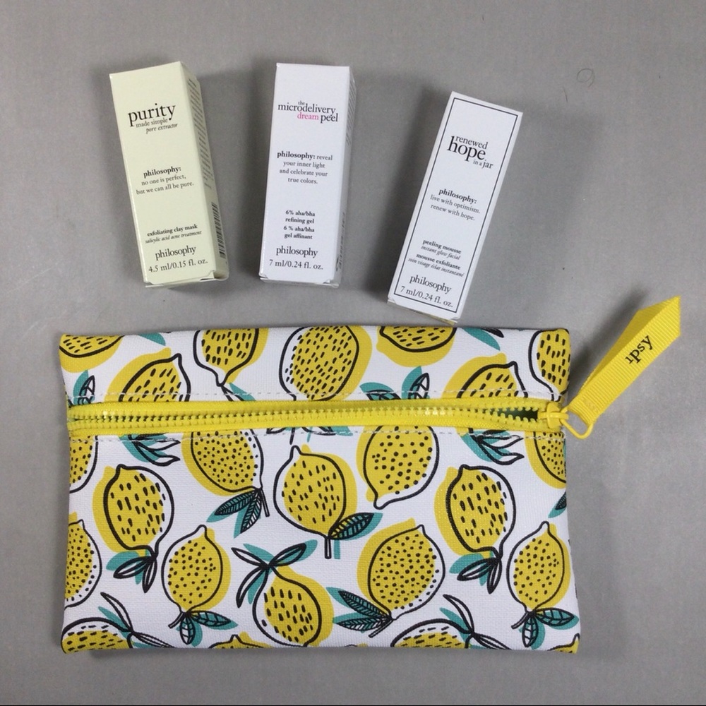 IPSY Lemon Themed Bag & Philosophy Skin Care